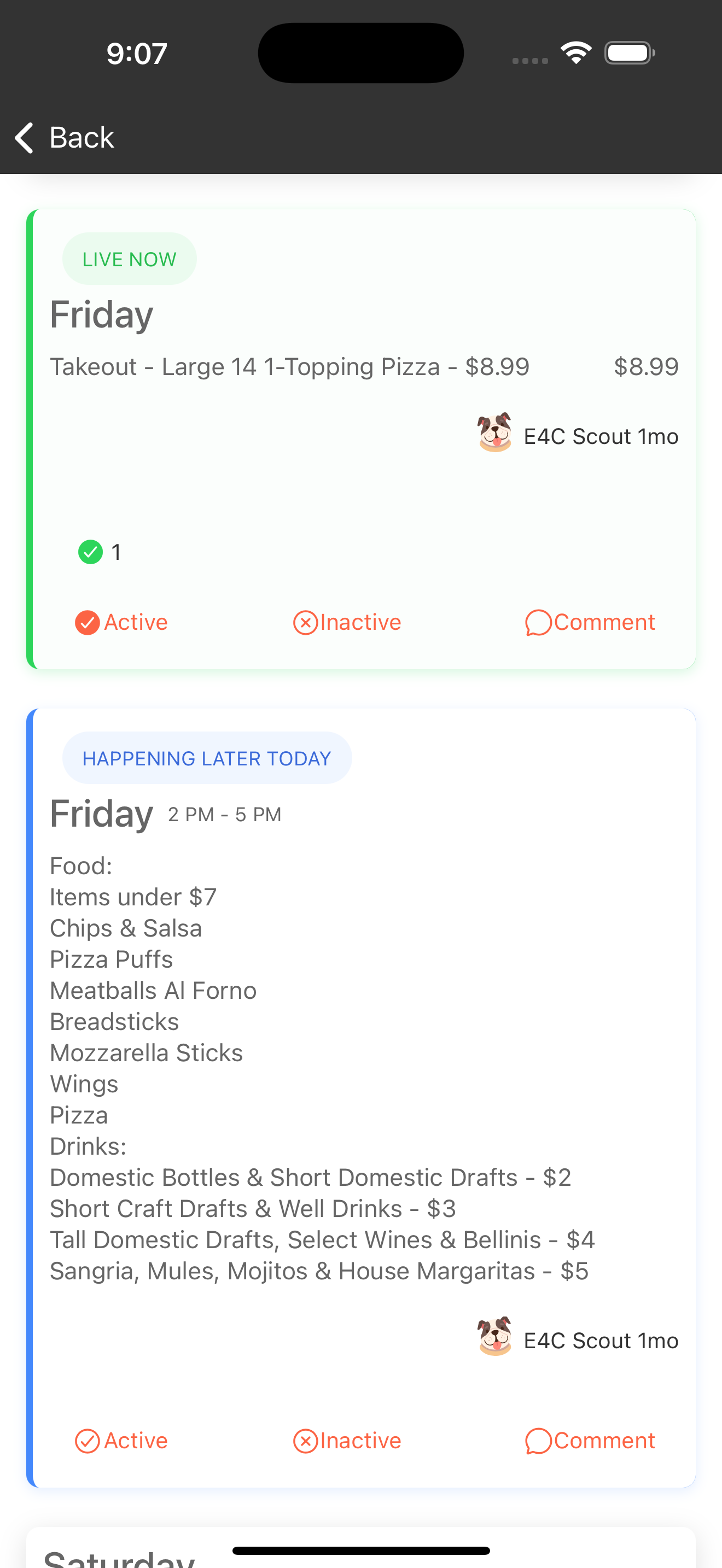 Eat4Cheaper app showing live deals
